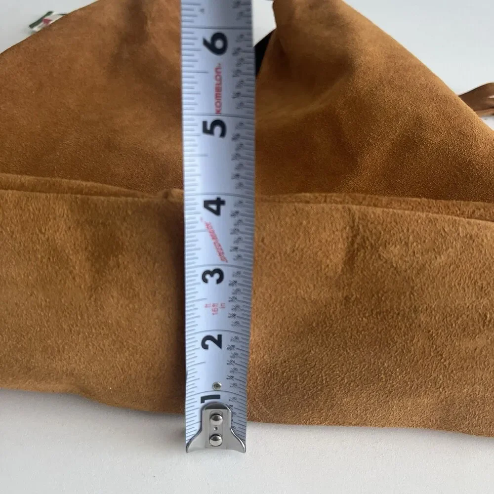 Divina Firenze Brown Suede Fringe Hobo Tote Bag Made In Italy Western Boho NWT - Picture 12 of 14